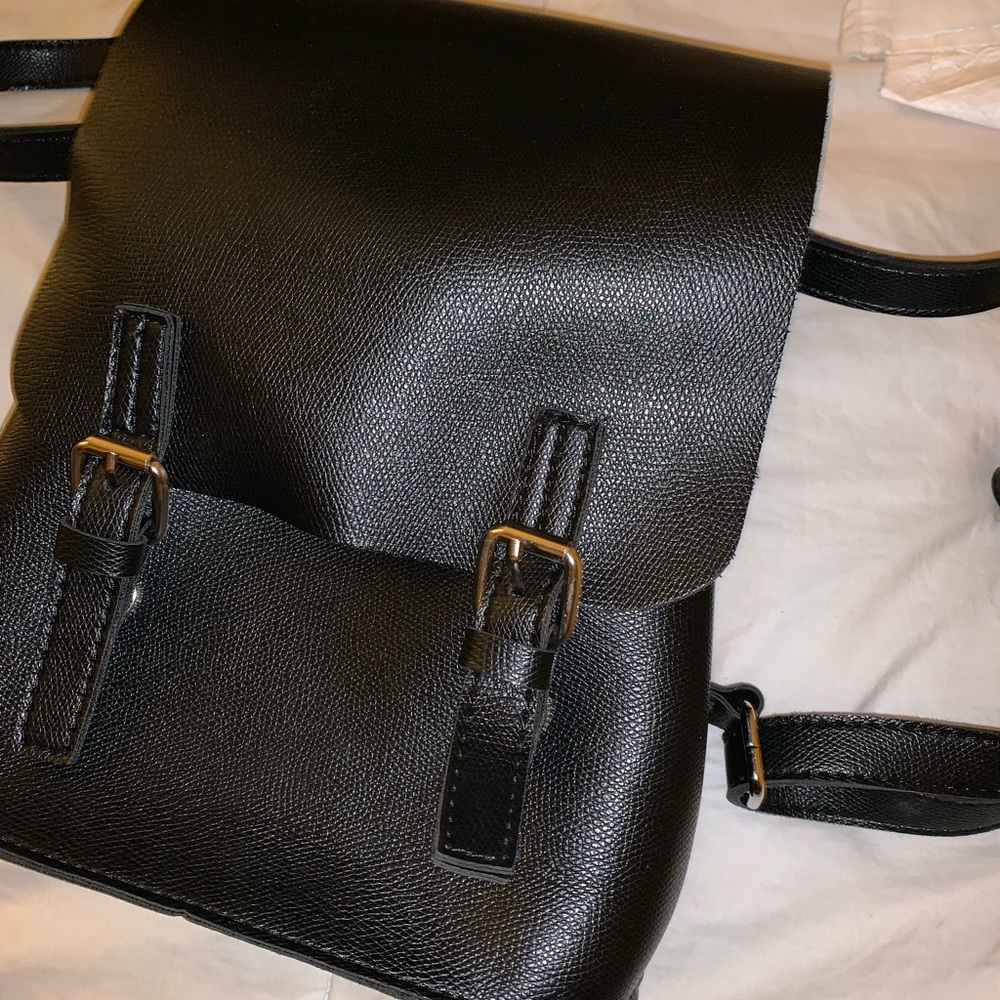 leather black backpack